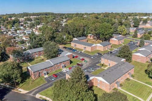 drone overview of a property buildings complex in PA